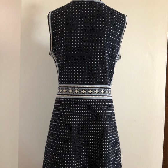 Tory Burch size medium, dark blue geometric pattern dress. - Picture 2 of 8
